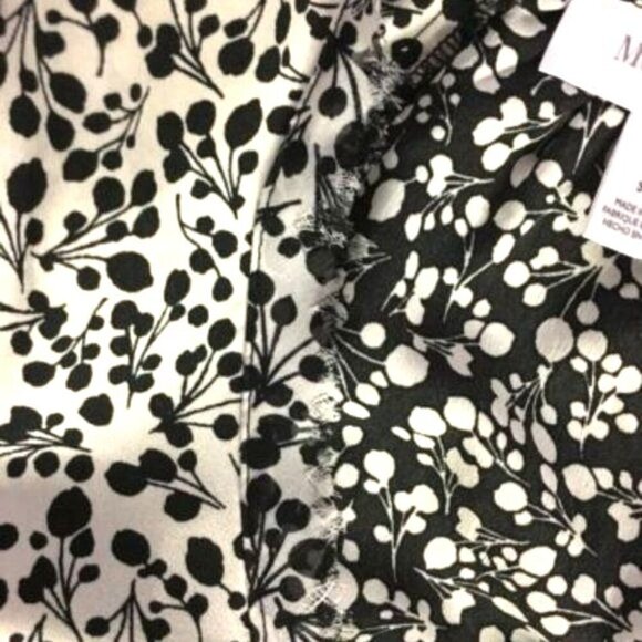 Motherhood Maternity Top Black & White Floral Cap Sleeves Raw Edges Neck Size L - Picture 5 of 6